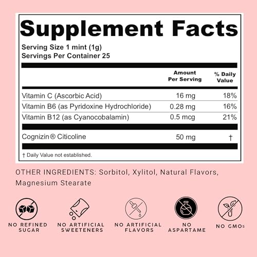 NOOZ Focus Mints Refill Bag - Caffeine-Free Brain Booster for Mental Clarity-Tangerine & Lemon Flavor | Sugar-Free, Travel-Friendly Supplement with Vitamin C, B6, B12 - Non-GMO, Clean Label, 150 Mints NOOZAu supplements