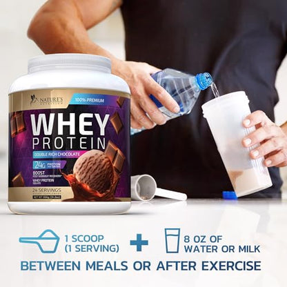 Whey Protein Powder 24g - Chocolate Ice Cream Whey Isolate Protein for Muscle Growth Nature's NutritionUS supplements