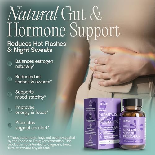 BIOMA Menopause Support Probiotics for Women - Hormone Free Hot Flash & Night Sweat Relief - Gut-Hormone Balance with Phytoestrogens, BB536, Delayed Release (60 Capsules - 30 Day Supply) BIOMAAu supplements