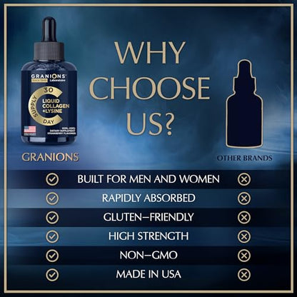 Liquid Collagen Peptides with Biotin and Lysine - Max Hair Skin and Nails Liquid Collagen GranionsUS supplements