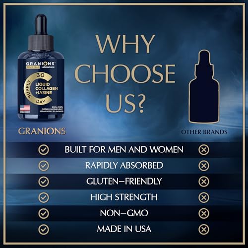 Liquid Collagen Peptides with Biotin and Lysine - Max Hair Skin and Nails Liquid Collagen GranionsUS supplements