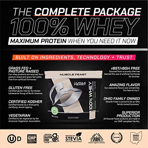 Muscle Feast 100% Grass-Fed Whey Protein, Pastured Raised Hormone Free All Natural Muscle FeastUS supplements