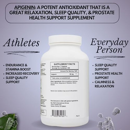 PRISTINE'S Apigenin Relaxation & Sleep Supplement Support - 50mg 300 Day Supply PRISTINE'SUS supplements
