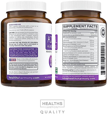 Adrenal Support & Cortisol Manager (Non-GMO) Powerful Adrenal Health with L-Tyrosine Healths HarmonyUS supplements