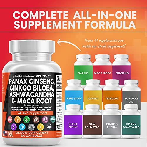 Panax Ginseng 10000mg Ginkgo Biloba 4000mg Ashwagandha Maca Root Clean NutraceuticalsAu supplements