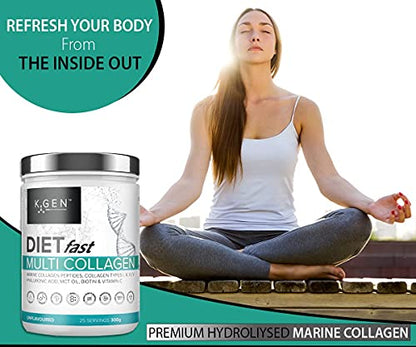 K-GEN Multi Collagen Peptides Powder Hydrolyzed Grass Fed Bovine, Wild Caught Marine | Advanced Diet Collagen Types I, III, IV & V Hyaluronic K GEN ketogenic enhancementUS supplements