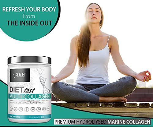 K-GEN Multi Collagen Peptides Powder Hydrolyzed Grass Fed Bovine, Wild Caught Marine | Advanced Diet Collagen Types I, III, IV & V Hyaluronic K GEN ketogenic enhancementAu supplements