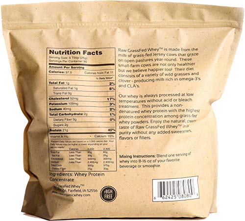 100% Raw Grass Fed Whey - Happy Healthy Cows, COLD PROCESSED Undenatured Raw Organic WheyUS supplements