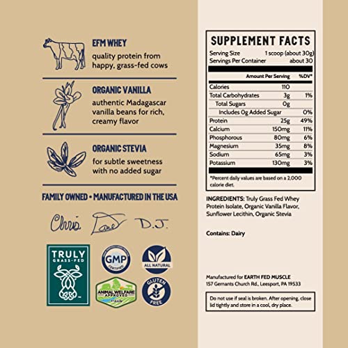 Earth Fed Muscle Whey Back Vanilla Truly Grass Fed Whey 2lb - No Fillers, Flow Agents Earth Fed MuscleUS supplements