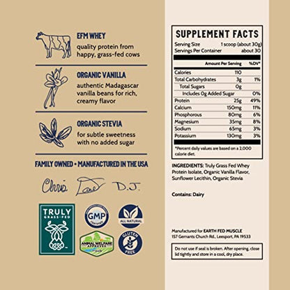 Earth Fed Muscle Whey Back Vanilla Truly Grass Fed Whey 2lb - No Fillers, Flow Agents Earth Fed MuscleUS supplements