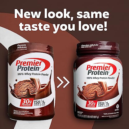 Premier Protein Powder, Chocolate Milkshake, 30g Protein, 1g Sugar, 100% Whey Protein Premier ProteinUS supplements