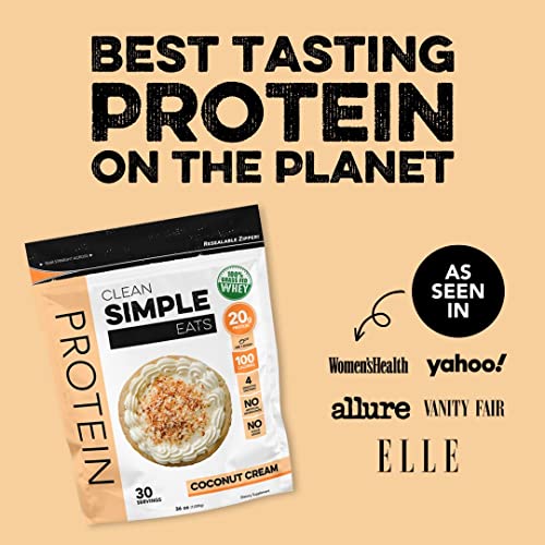 Clean Simple Eats Coconut Cream Whey Protein Powder, Natural Sweetened and Cold Clean Simple EatsUS supplements