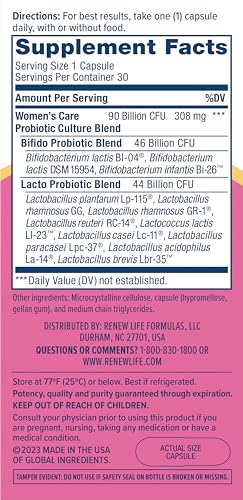 Renew Life Women's Probiotic Capsules, Supports Vaginal, Urinary, Digestive and Immune Renew LifeUS supplements