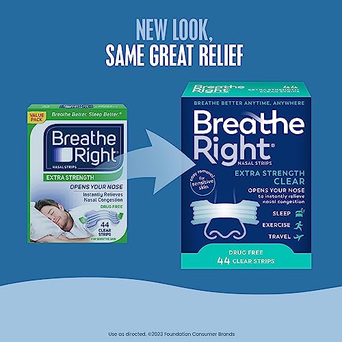 Breathe Right Nasal Strips | Extra Strength | Clear | For Sensitive Skin Breathe RightUS supplements