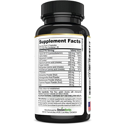 Revive Herbs Premium Thyroid Support with Ashwagandha, Iodine, Selenium, Magnesium Revive HerbsAu supplements