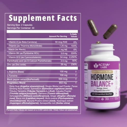 Activa Labs+ Hormone Balance for Women | Boost Energy, Mood, Libido and Focus | Supports Cycle&Menopause Comfort | Gluten, Soy&Lactose Free | 30 Day Supply Activa LabsAu supplements