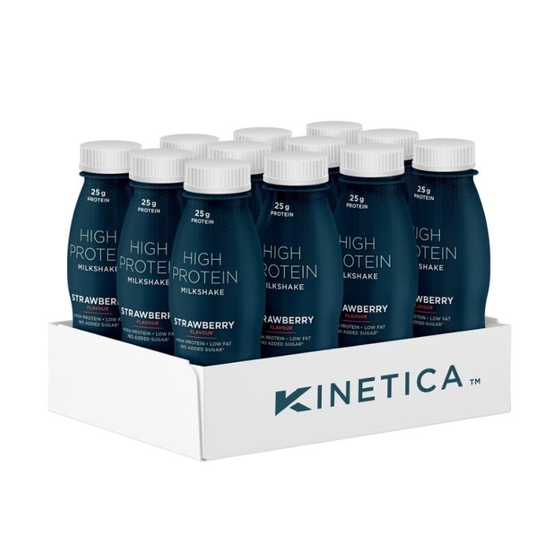 Kinetica Ready-to-Drink Protein Shake, 12 X 330mls, 165 cals, 25g Protein per Bottle, Low Fat (Strawberry) KineticaAu supplements