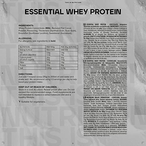 Bulk Essential Whey Protein Powder Shake, Chocolate, 500 g, 14 Servings BulkUS supplements