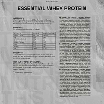 Bulk Essential Whey Protein Powder Shake, Chocolate, 500 g, 14 Servings BulkUS supplements