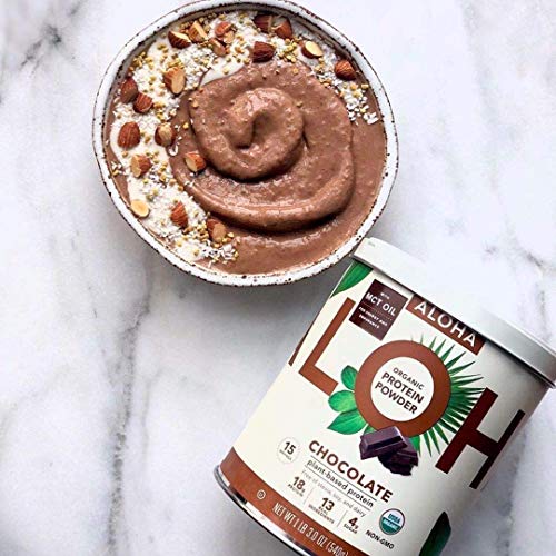 ALOHA Organic Plant Based Protein Powder, Stevia Free, Chocolate, 19.6 oz, 15 Servings ALOHAUS supplements