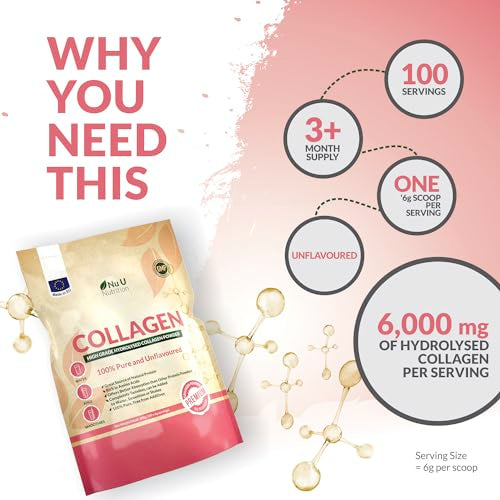 Collagen Powder 600g - 100 Servings - High Grade Pure Bovine 100% - Collagen Peptides Hydrolysate Nu U NutritionAu supplements