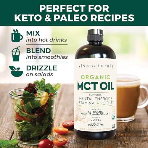 Viva Naturals Organic MCT Oil for Keto Coffee (32 fl oz) - Best MCT Oil Supplement Viva NaturalsUS supplements