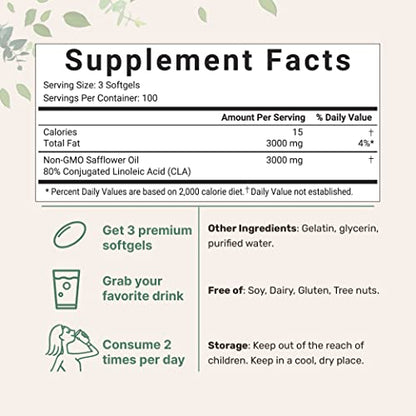 Micro Ingredients CLA Supplements 3000mg Per Serving | 300 Softgels, Made with 80% Micro IngredientsUS supplements