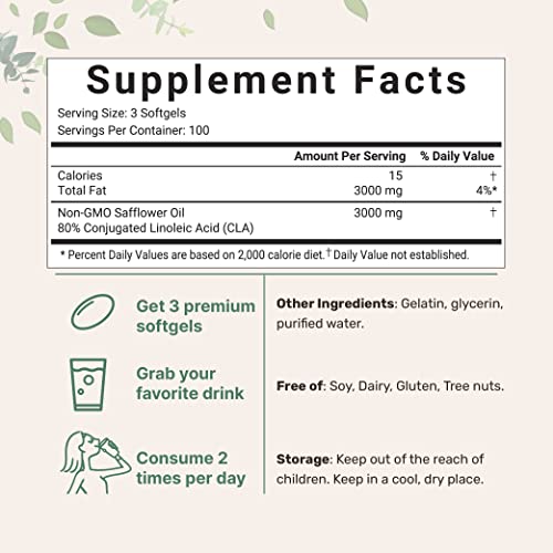 Micro Ingredients CLA Supplements 3000mg Per Serving | 300 Softgels, Made with 80% Micro IngredientsAu supplements