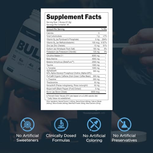 Transparent Labs Bulk Pre Workout Powder - Naturally Sweetened Advanced Pre-Workout Transparent LabsAu supplements