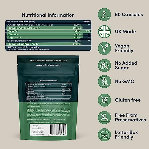 Ashwagandha KSM 66 Complex - 3000mg Enhanced with Amino Acids & Vitamin B6 Nutrition GeeksUS supplements