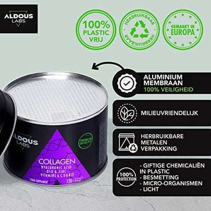 120 Capsules - Collagen with Hyaluronic Acid + Coenzyme Q10 + Vitamin C, A, D and B12 + Zinc Aldous LabsUS supplements