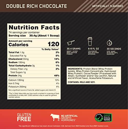 Optimum Nutrition Gold Standard 100% Whey Protein Powder, Double Rich Chocolate Optimum NutritionUS supplements