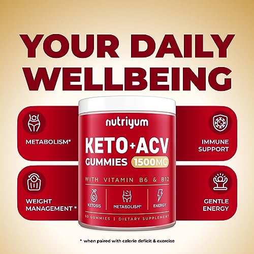 nutriyum Keto ACV Gummies 1500 mg - Apple Cider Vinegar Gummies with B6 & B12 nutriyumAu supplements