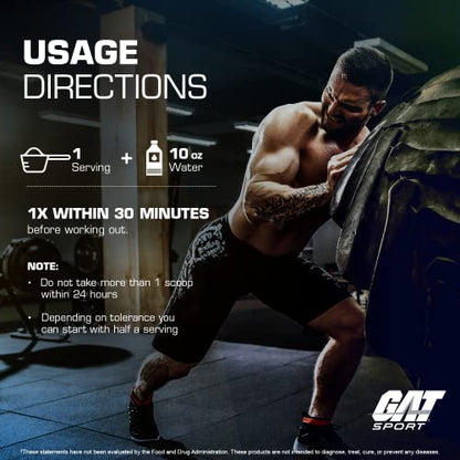 GAT SPORT NITRAFLEX Burn, Pre Workout Thermogenic Powder, Apple Melon, 30 Servings GAT SPORTUS supplements
