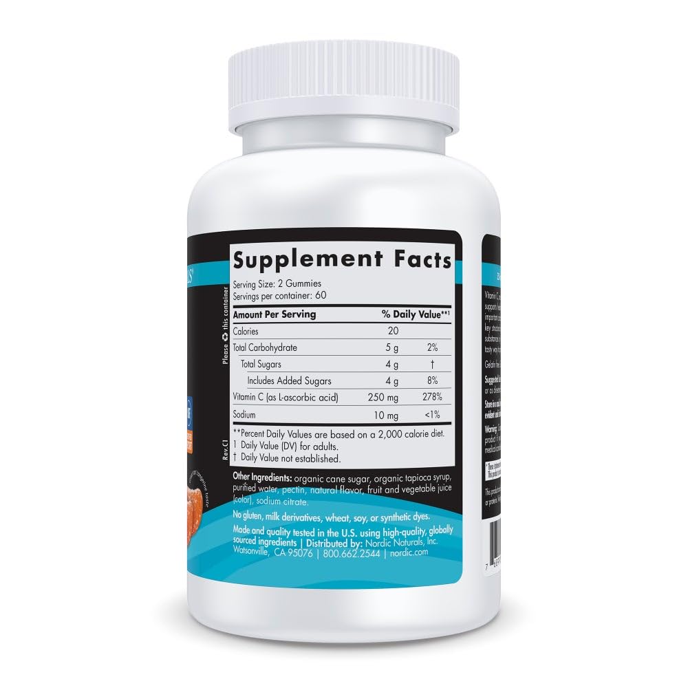 Nordic Naturals Vitamin C Gummies Sport, Tart Tangerine - 120 Gummies - 250 mg Vitamin C - Antioxidant Protection - NSF Certified - Non-GMO, Vegan - 60 Servings Nordic NaturalsAu supplements