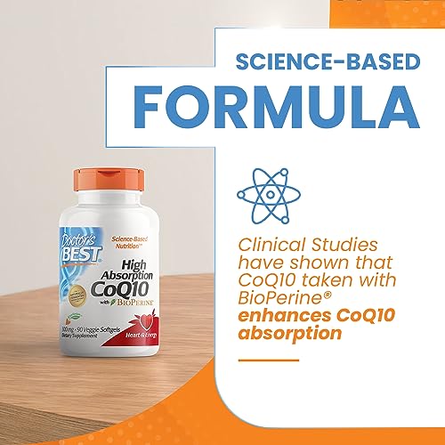 Doctor's Best High Absorption CoQ10 with BioPerine, Heart Health & Energy Production Doctor's BESTUS supplements
