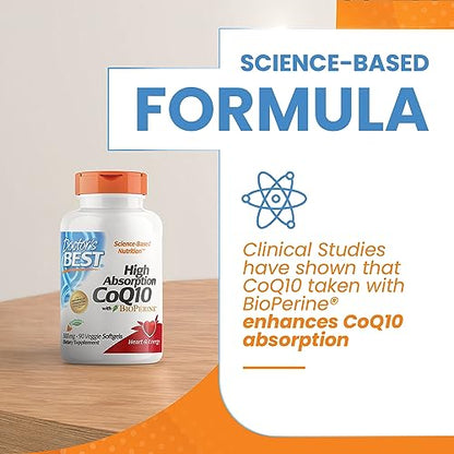 Doctor's Best High Absorption CoQ10 with BioPerine, Heart Health & Energy Production Doctor's BESTUS supplements
