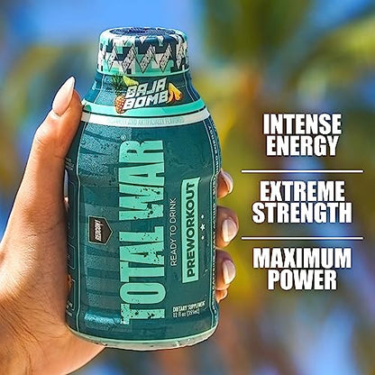 REDCON1 Total War Ready to Drink Preworkout, Strawberry Kiwi - 350mg of Fast Acting REDCON1US supplements