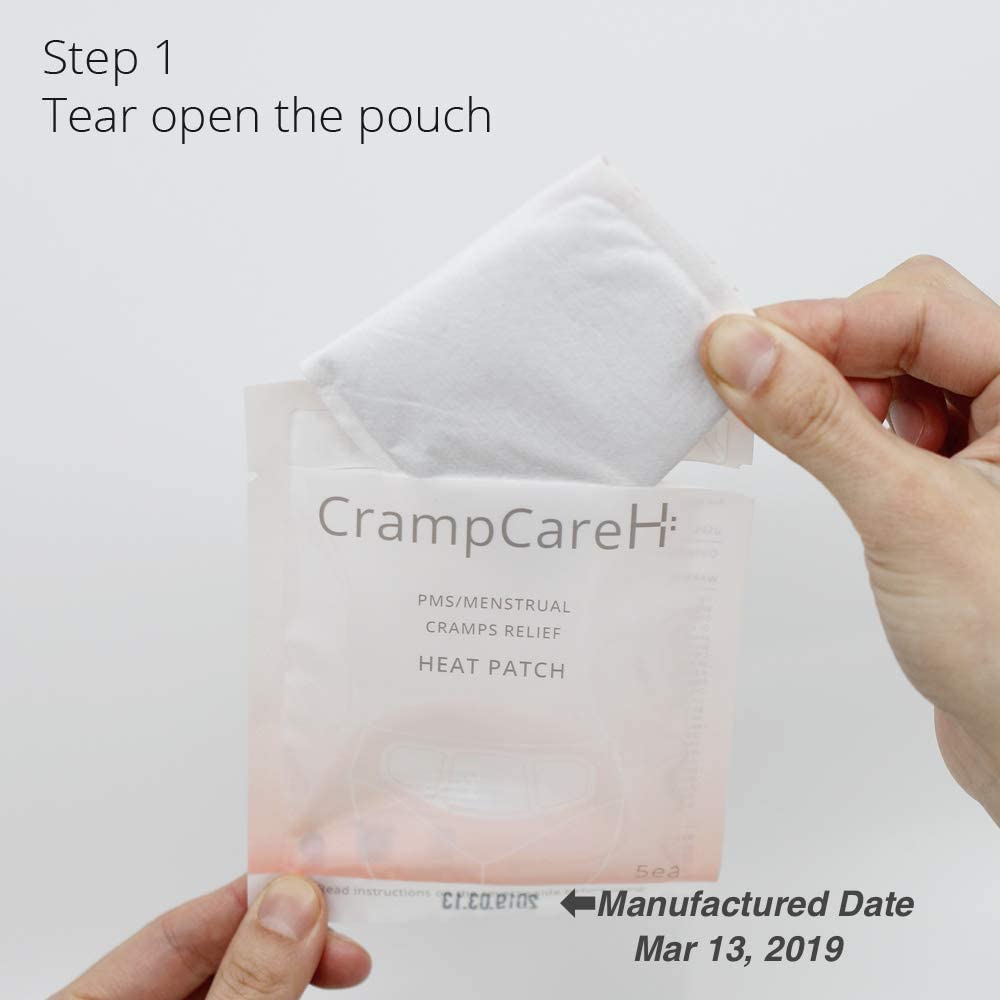 (5 Patches) CrampCareH PMS/Menstrual Cramps Relief Heat Patch with Wide Wings, FDA Registered CrampCareHAu supplements