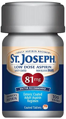 St. Joseph Aspirin Pain Reliever (NSAID) 81mg, Enteric Safety Coated, Adult Low Dose Regimen, 36 ct St. JosephAu supplements