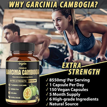 Premium Garcinia Cambogia 20:1 Extract Capsules 8550 mg - with Green Tea, Arjuna agobiUS supplements