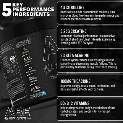 ABE All Black Everything Pre Workout Energy, Increase Physical Performance with Citrulline Applied NutritionUS supplements