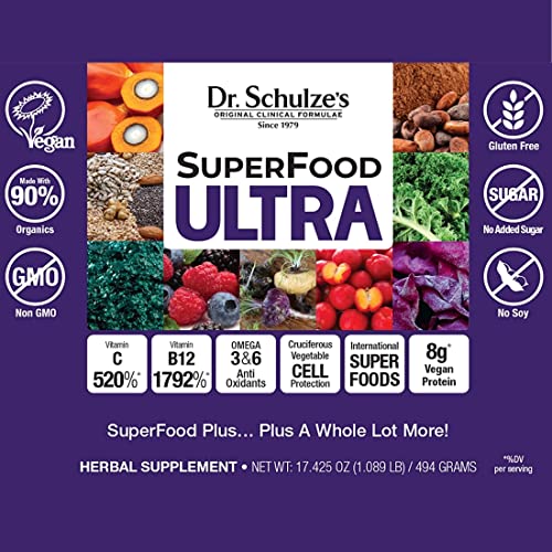 Dr. Schulze's SuperFood Ultra | Organic Super Food Powder | Vitamin B Complex and 520% Dr. Schulze'sUS supplements
