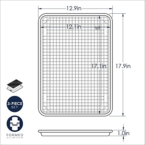 Nordic Ware Naturals Half Sheet Pan, Deluxe Silicone Liner and Cooling Rack, Cookie or Roasting Bakers Set Nordic WareAu supplements