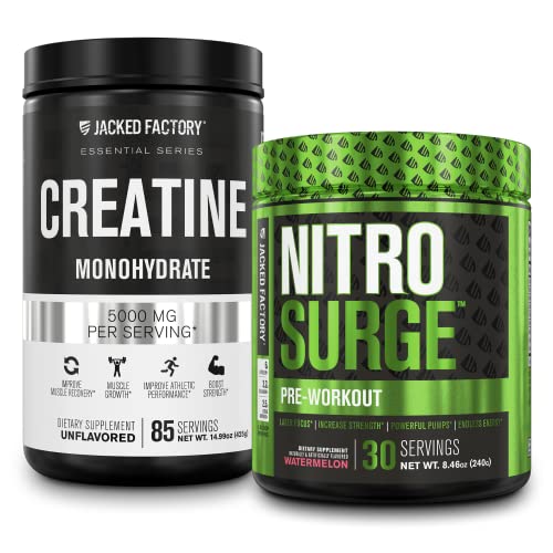 Nitrosurge Pre-Workout & Creatine Monohydrate - Pre Workout Powder With Creatine Jacked FactoryUS supplements