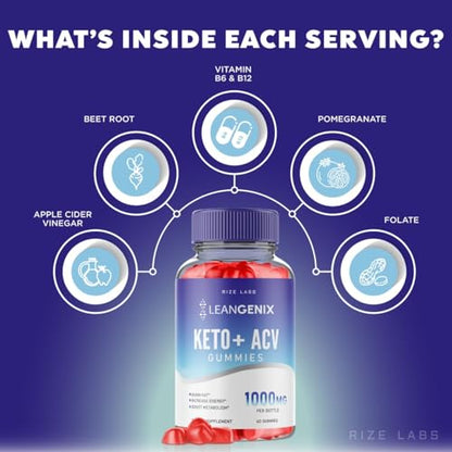 (3 Pack) Leangenix Keto ACV Gummies, Leangenix Keto + ACV for Advanced Weight Loss rize labsUS supplements