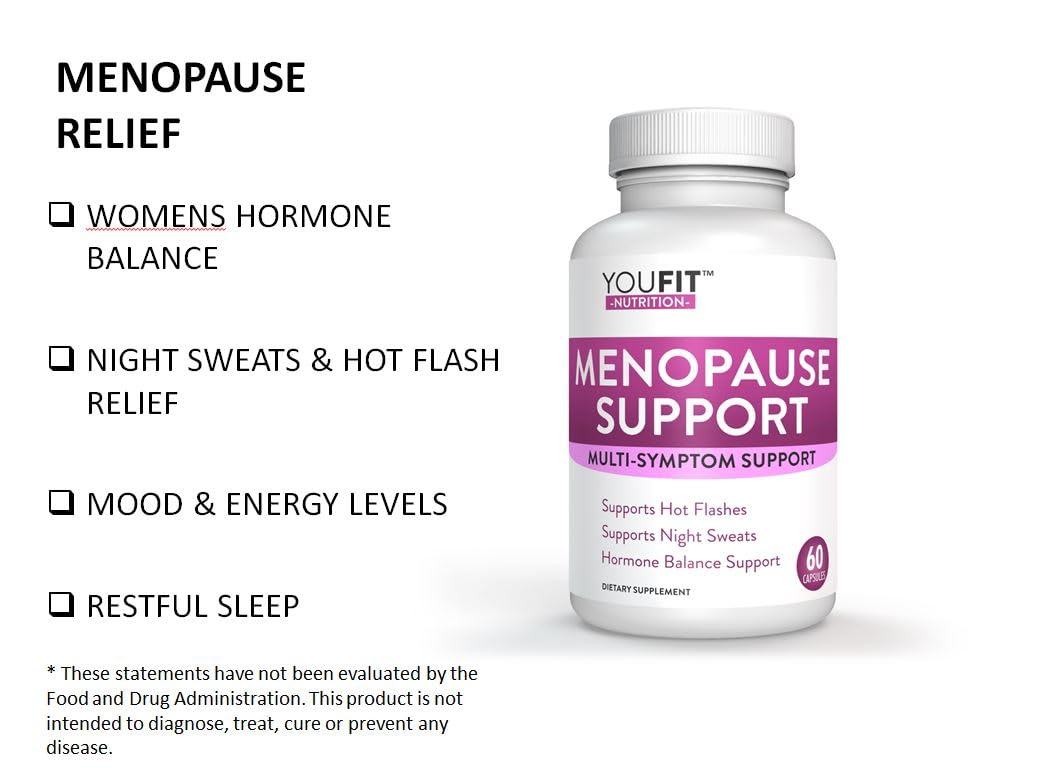 YouFit Nutrition Menopause Relief Capsules for Women - Natural Menopause Supplements for Women - Complete Day and Night Menopause Support - Reduces Hot Flashes, Stress, Night Sweats - 30 Servings YouFit NutritionAu supplements