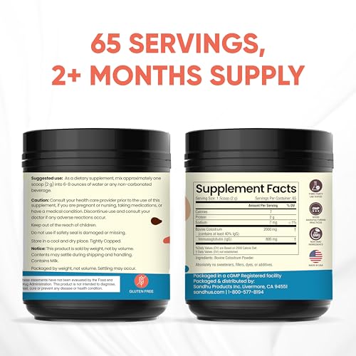 Sandhu's Pure Bovine Colostrum Powder Supplement for Humans |40% IgG Highly Sandhu'sUS supplements