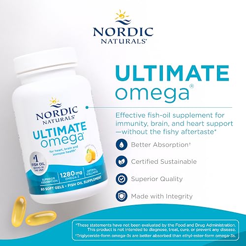 Nordic Naturals Ultimate Omega, Lemon Flavor - 60 Soft Gels - 1280 mg Omega-3 Nordic NaturalsUS supplements